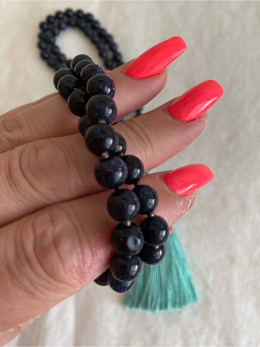 Blue Sandstone Mala necklace - Picture 3 of 4